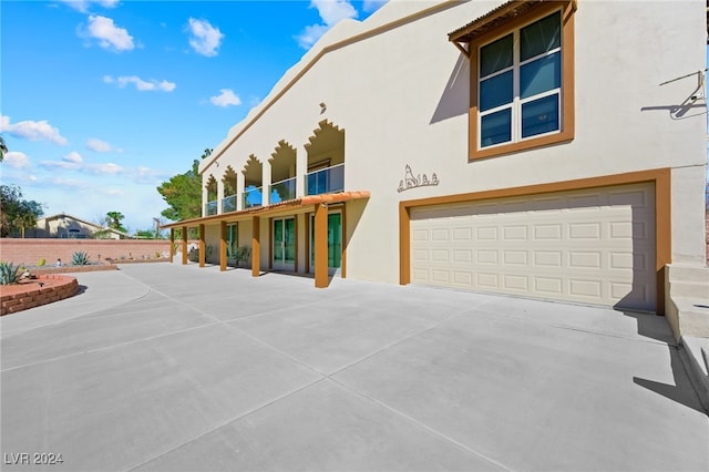 exterior space featuring a garage