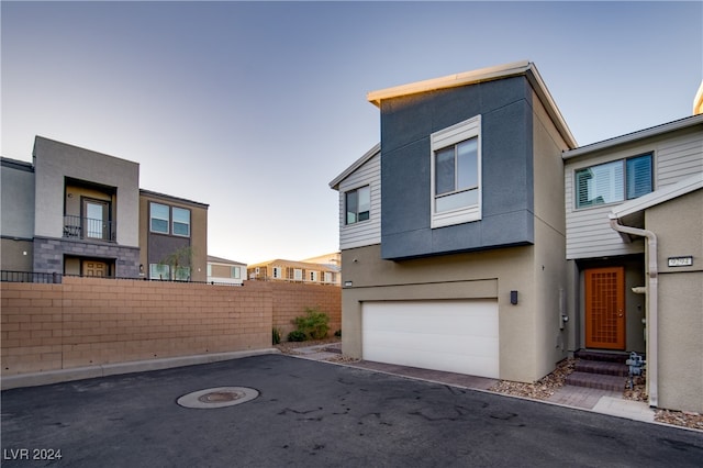 contemporary home with a garage