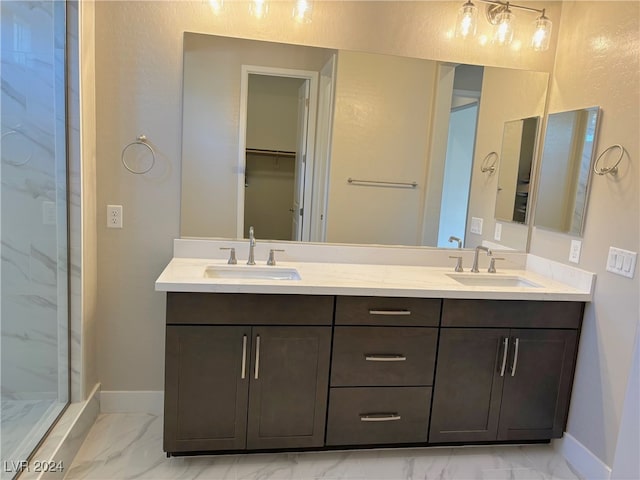 bathroom featuring vanity and walk in shower