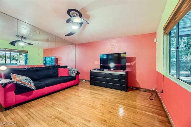 living room featuring light wood-type flooring