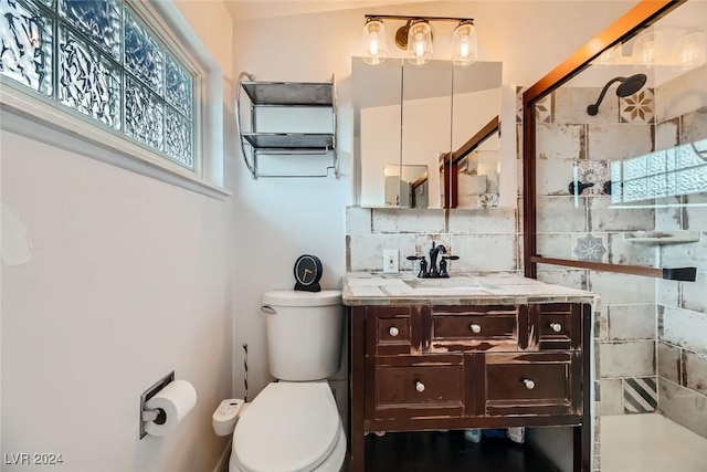 bathroom with vanity, a healthy amount of sunlight, and toilet