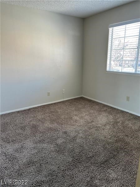 spare room featuring carpet and a textured ceiling