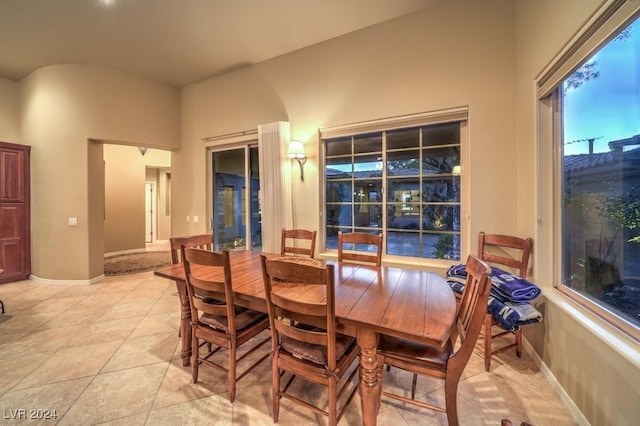 view of tiled dining space