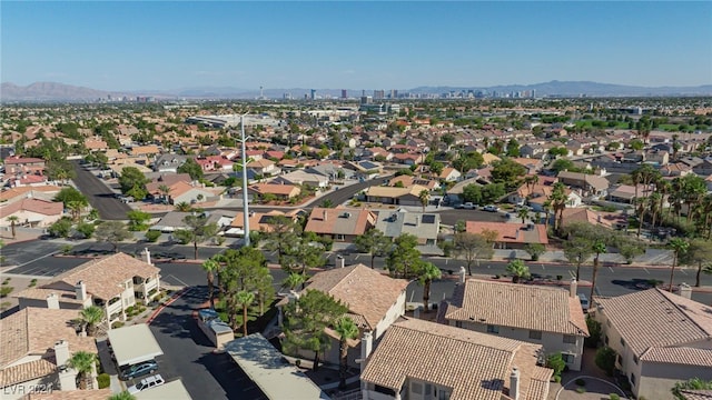 bird's eye view with a mountain view