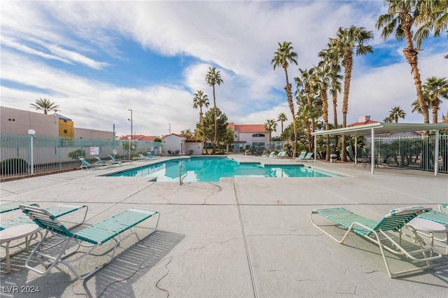 view of pool featuring a patio area