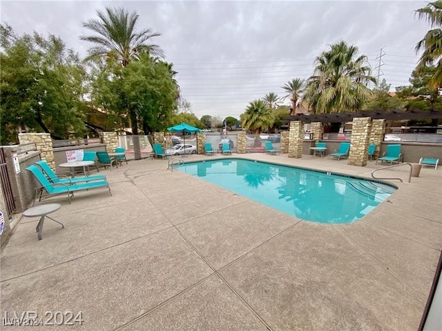 view of pool featuring a patio area