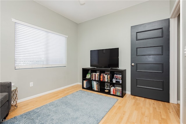 interior space with light hardwood / wood-style floors