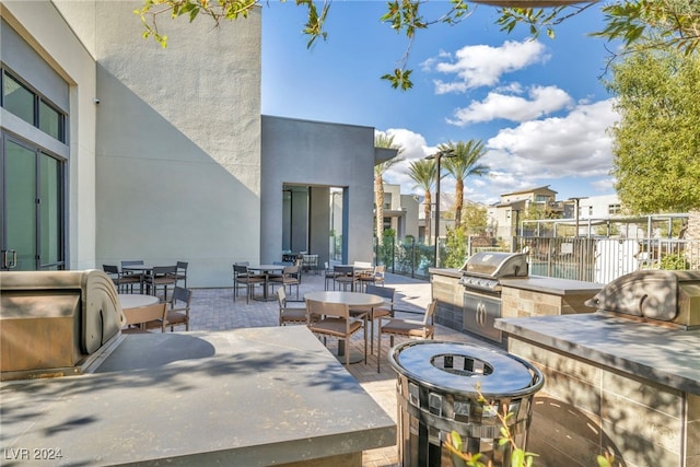 view of patio with grilling area and area for grilling