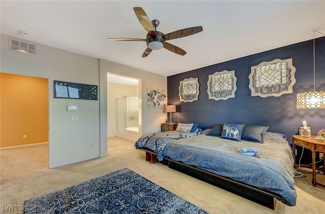 bedroom featuring carpet and ceiling fan