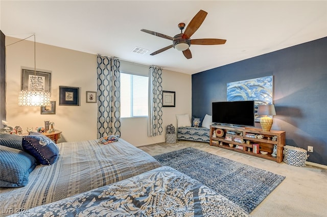 bedroom with carpet and ceiling fan