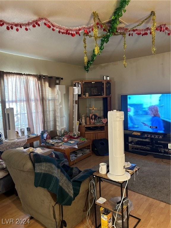 living room with hardwood / wood-style floors