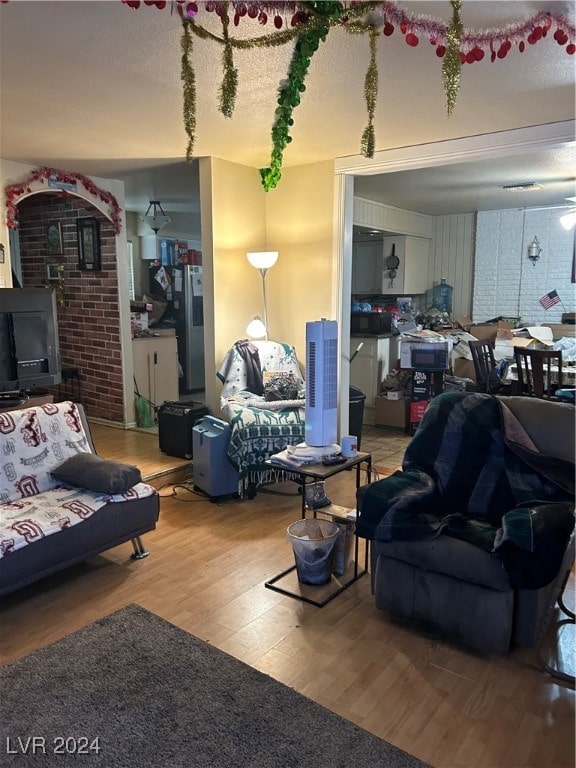 living room with hardwood / wood-style floors