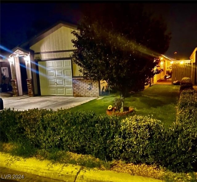 exterior space with a garage