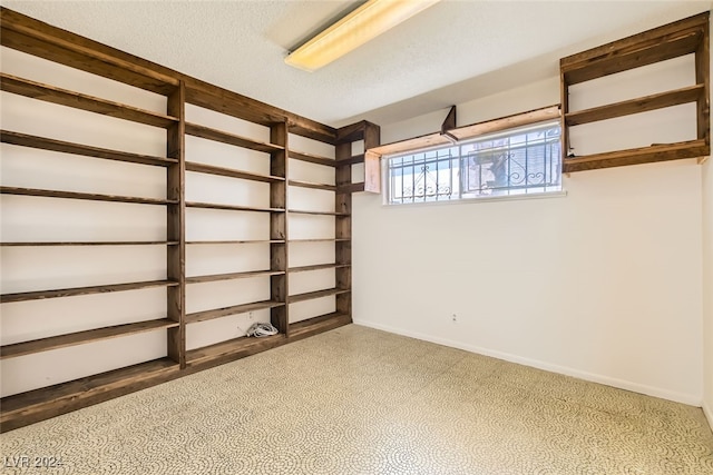 basement with a textured ceiling