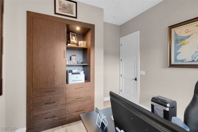 office area featuring light hardwood / wood-style floors