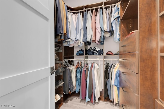 walk in closet featuring light wood-type flooring