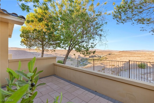 view of patio with a mountain view