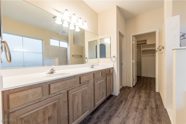 bathroom featuring vanity and wood-type flooring