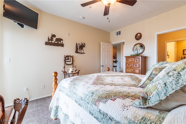 bedroom with carpet floors and ceiling fan