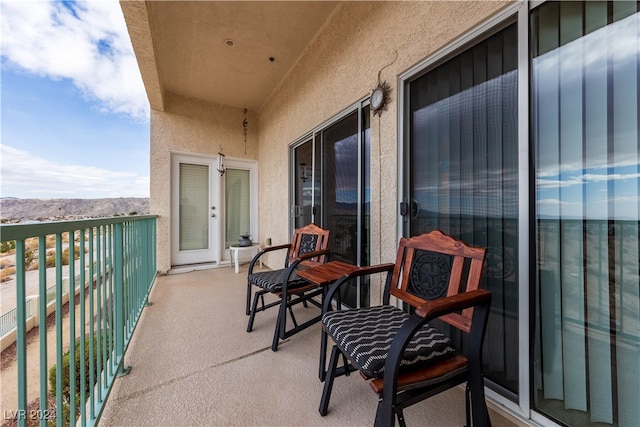 balcony with a mountain view