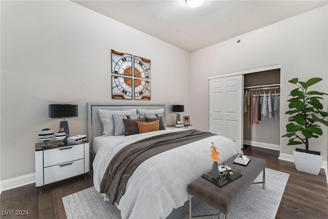 150 Las Vegas Blvd Unit 2512, Las Vegas, NV 89101 - bedroom with dark wood finished floors and a closet