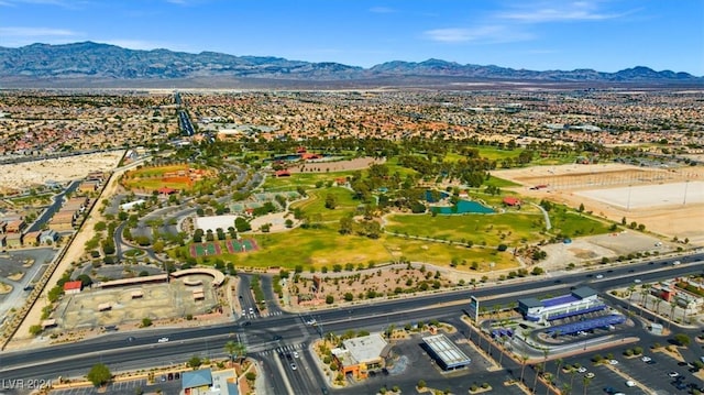 aerial view with a mountain view