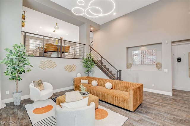 living room with hardwood / wood-style flooring