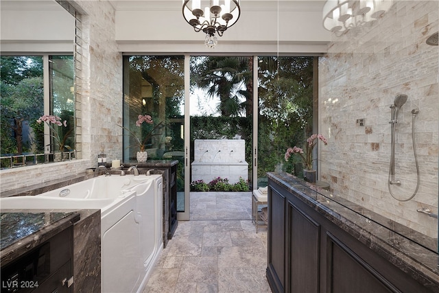 interior space with an inviting chandelier