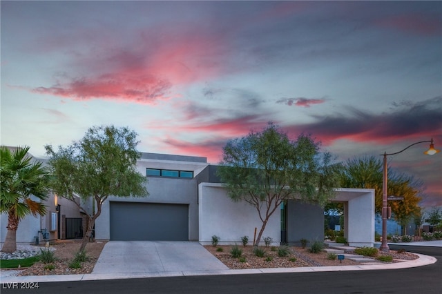 contemporary home featuring a garage