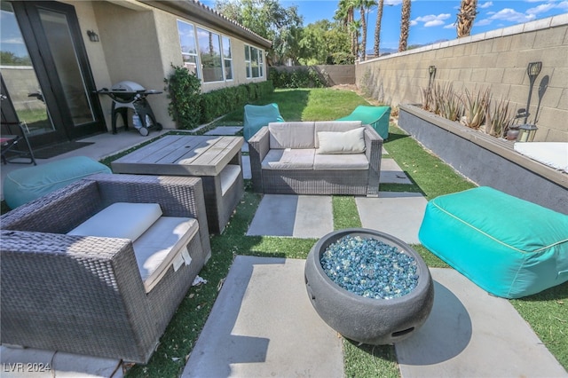 view of patio / terrace featuring area for grilling and an outdoor hangout area