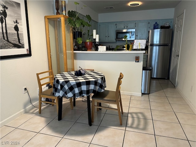 view of tiled dining room