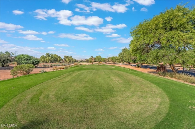 view of property's community featuring a lawn