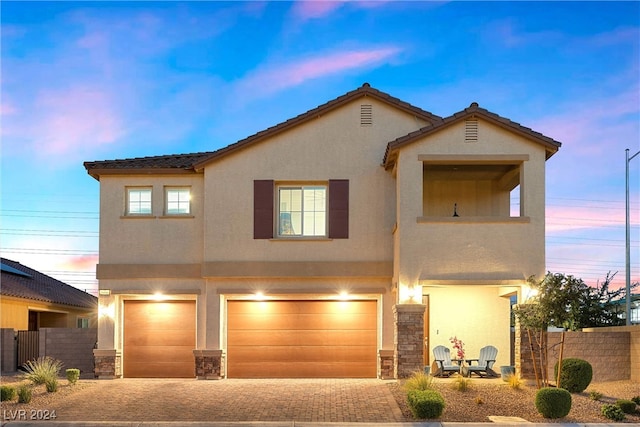 view of front of house with a garage