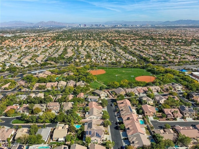 aerial view with a mountain view