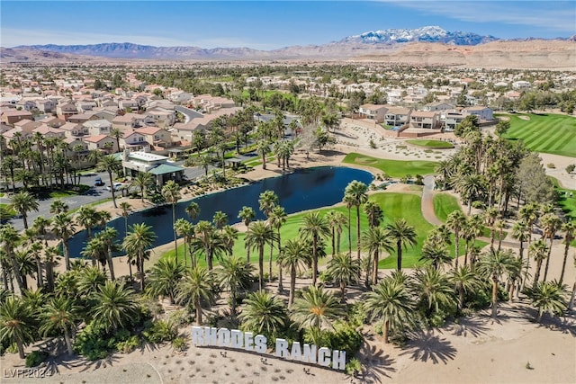 aerial view with a water and mountain view