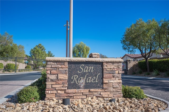 view of community sign