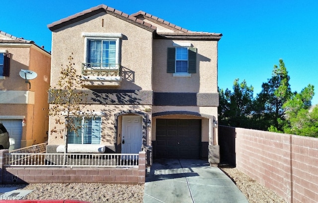 view of front of house with a garage