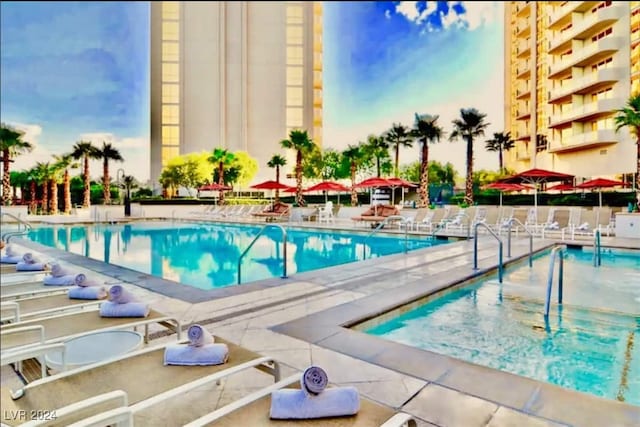 view of pool with a patio