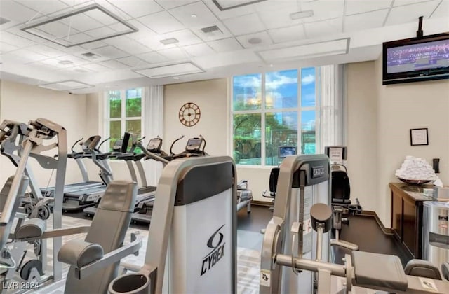 gym with a drop ceiling