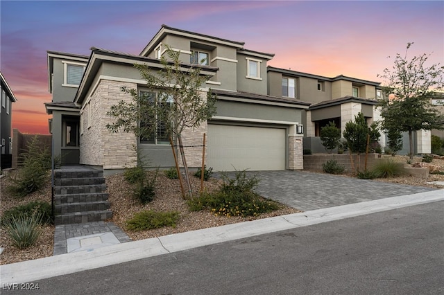 view of front of house with a garage