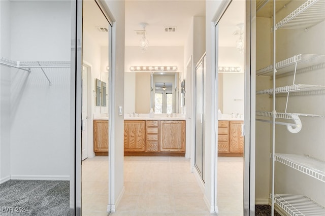 bathroom featuring radiator and vanity