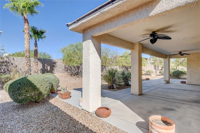 view of patio / terrace with ceiling fan