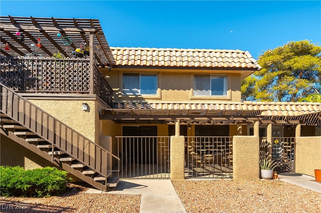 exterior space with a pergola