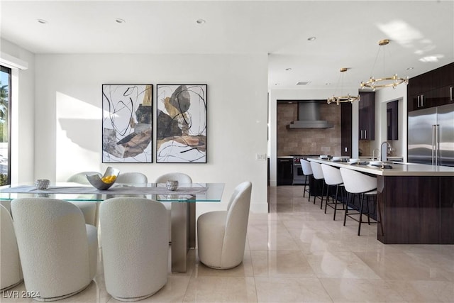 dining room featuring recessed lighting and visible vents