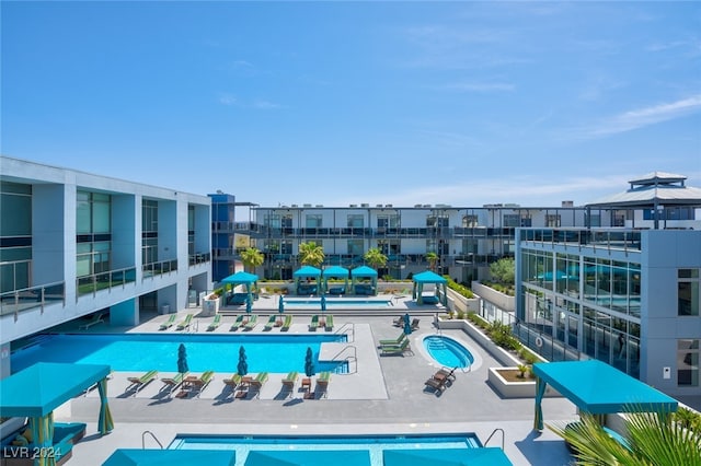 view of pool featuring a patio area