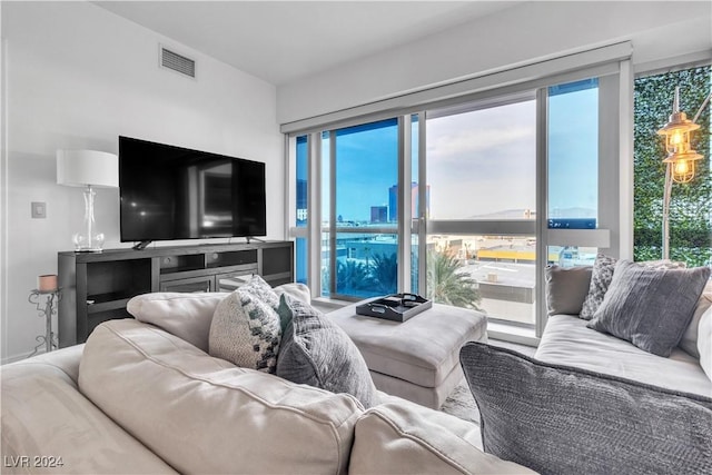 living room featuring plenty of natural light