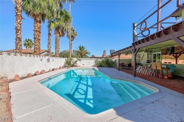 view of pool featuring a patio