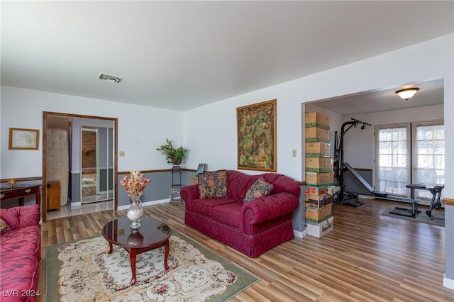 living room featuring wood-type flooring