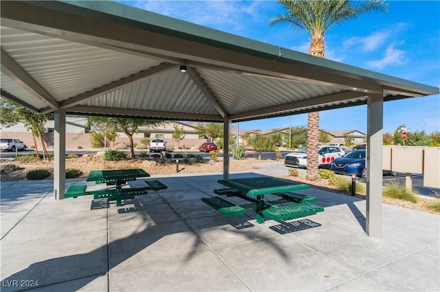 view of patio featuring a gazebo