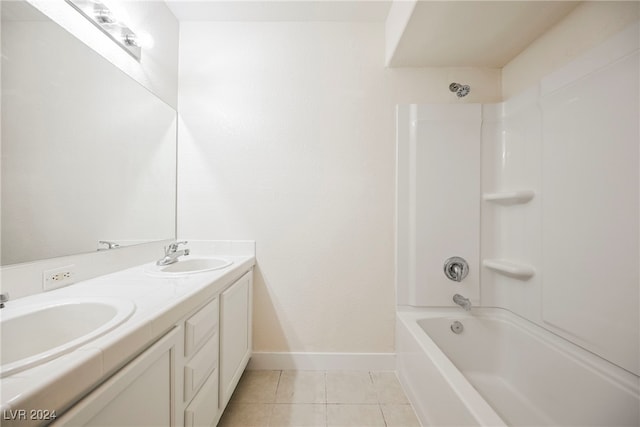 bathroom featuring vanity, shower / bathing tub combination, and tile patterned floors